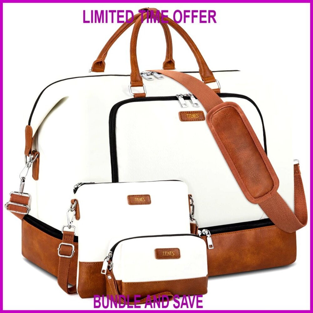 Large Travel Duffel Bag With Shoe Compartment, Water Resistant Nylon